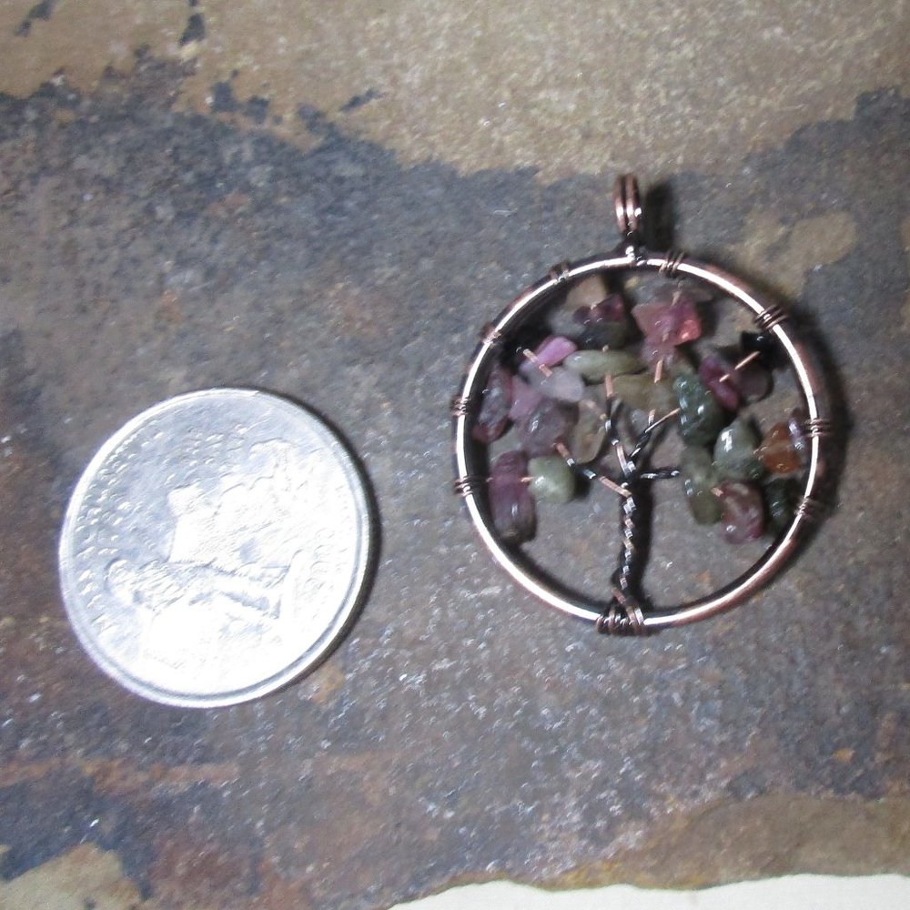2019 Multi color tourmaline tree of life necklace